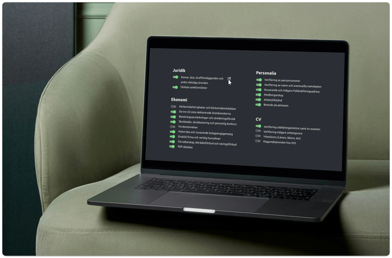 Refapps olika bakgrundskontroller